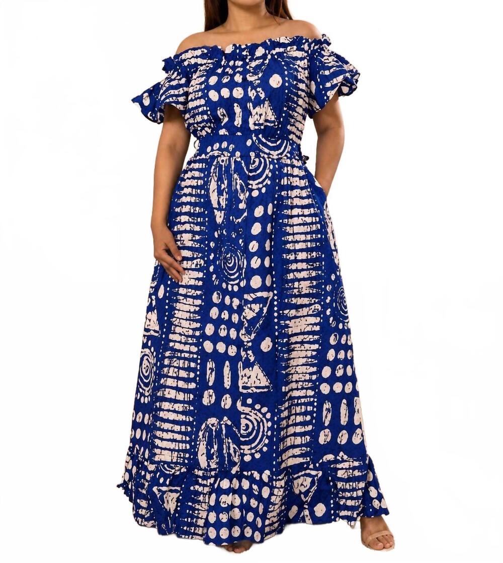 NEW KARA CHIC off-shoulder printed maxi dress in luna print